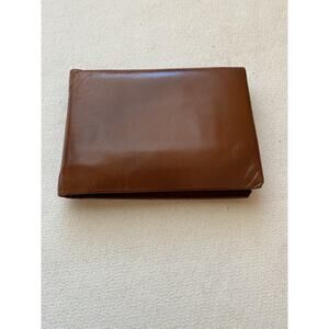 Vintage Inner Sanctum Genuine Cowhide Leather Wallet Billfold Brown Stamp Pocket